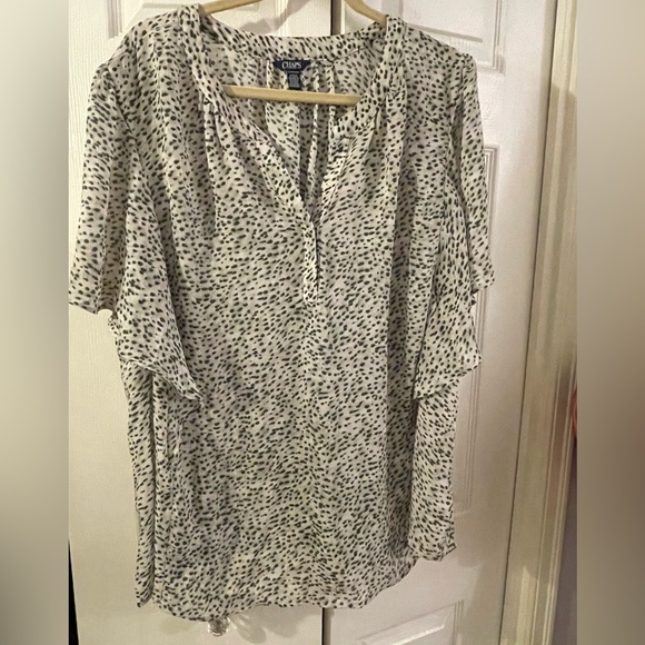 Chaps Tops - Chaps 3x Animal Print Olive Green Short Sleeve Top